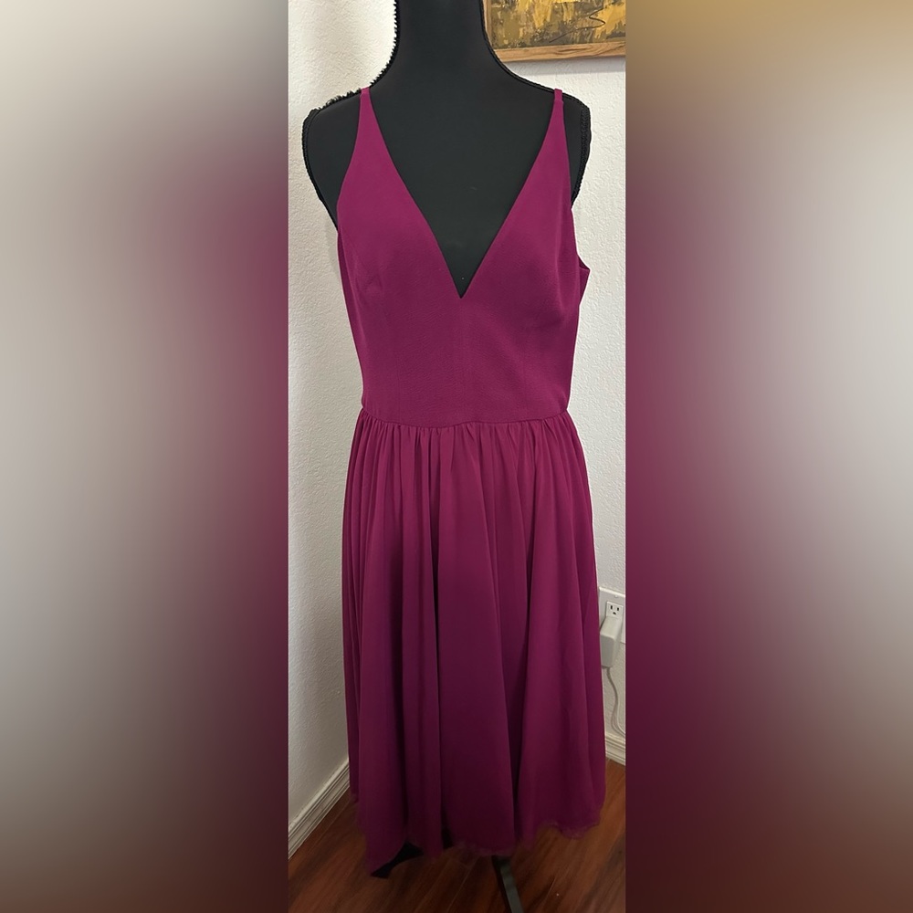 Dress the Population Alicia Sleeveless Midi Dress in Deep Magenta Purple - Sz M - Picture 3 of 11